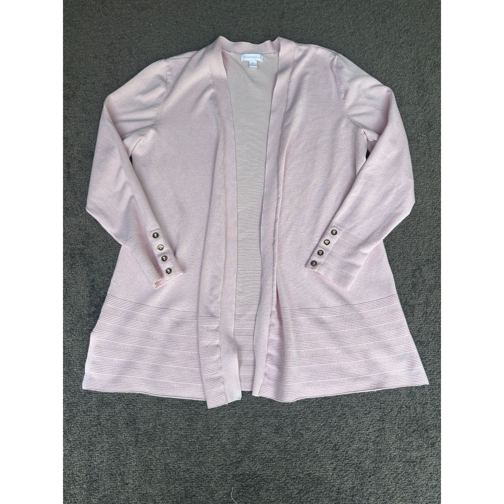 Charter Club Cardigan Sweater Women's Size Medium Light Pink Knit Long Sleeve‎